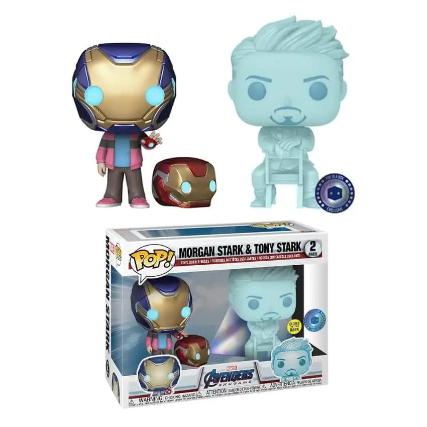 PIAB EXC MARVEL MORGAN & HOLOGRAM TONY STARK WITH HELMET EXC FUNKO POP! VINYL 2 Pack Glow in the Dark