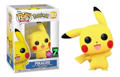 Funko Pop Pokemon Pikachu Waving Pop Flocked ONLY AT ZAVVI